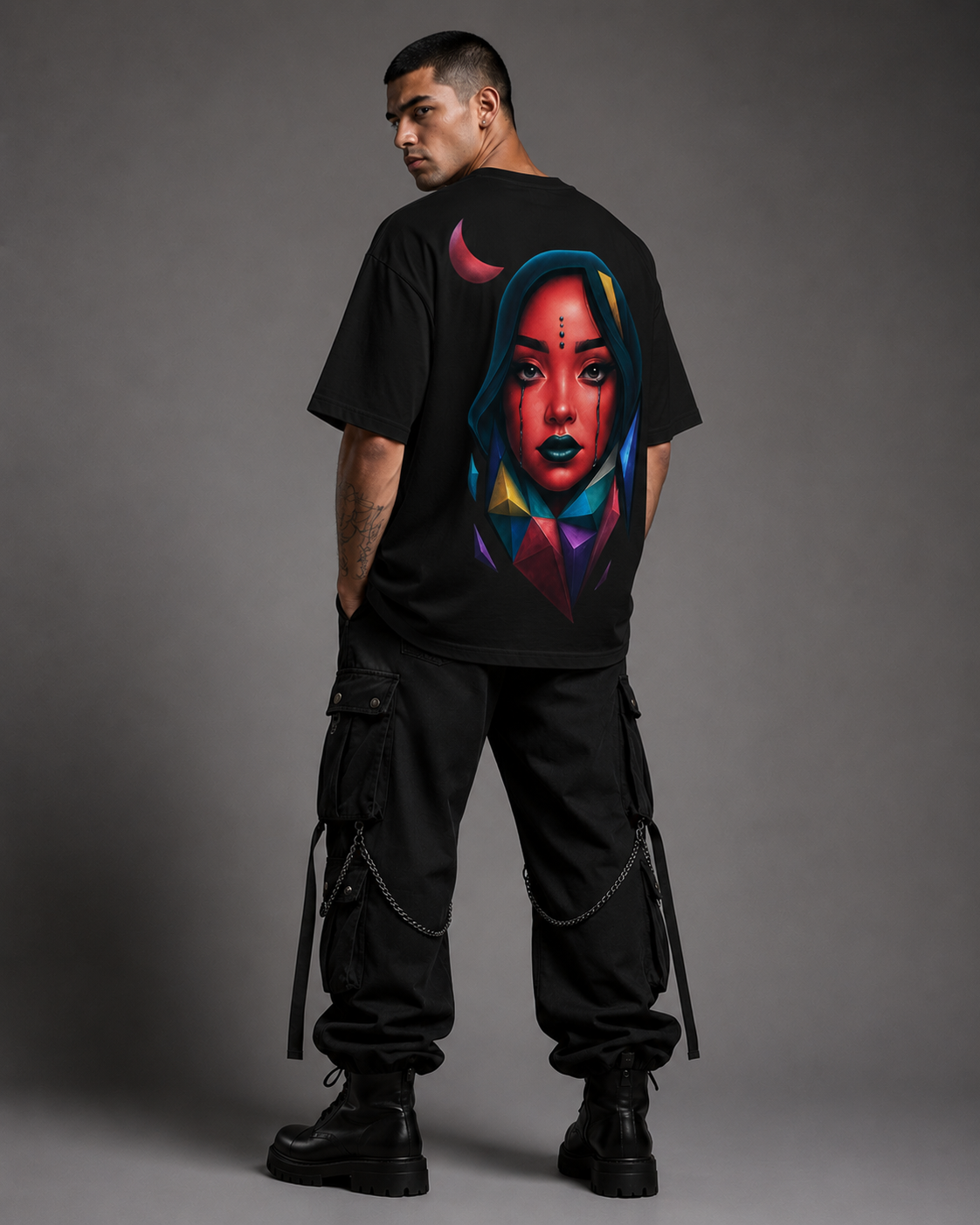 Eurynome Black Oversize Unisex T-shirt.