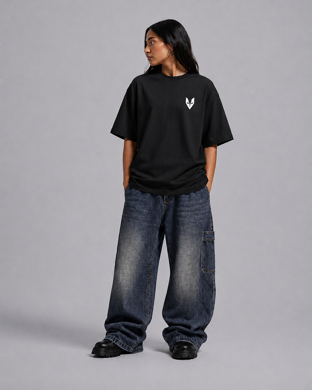 Shrooms Black/White Oversize Unisex T-shirt.