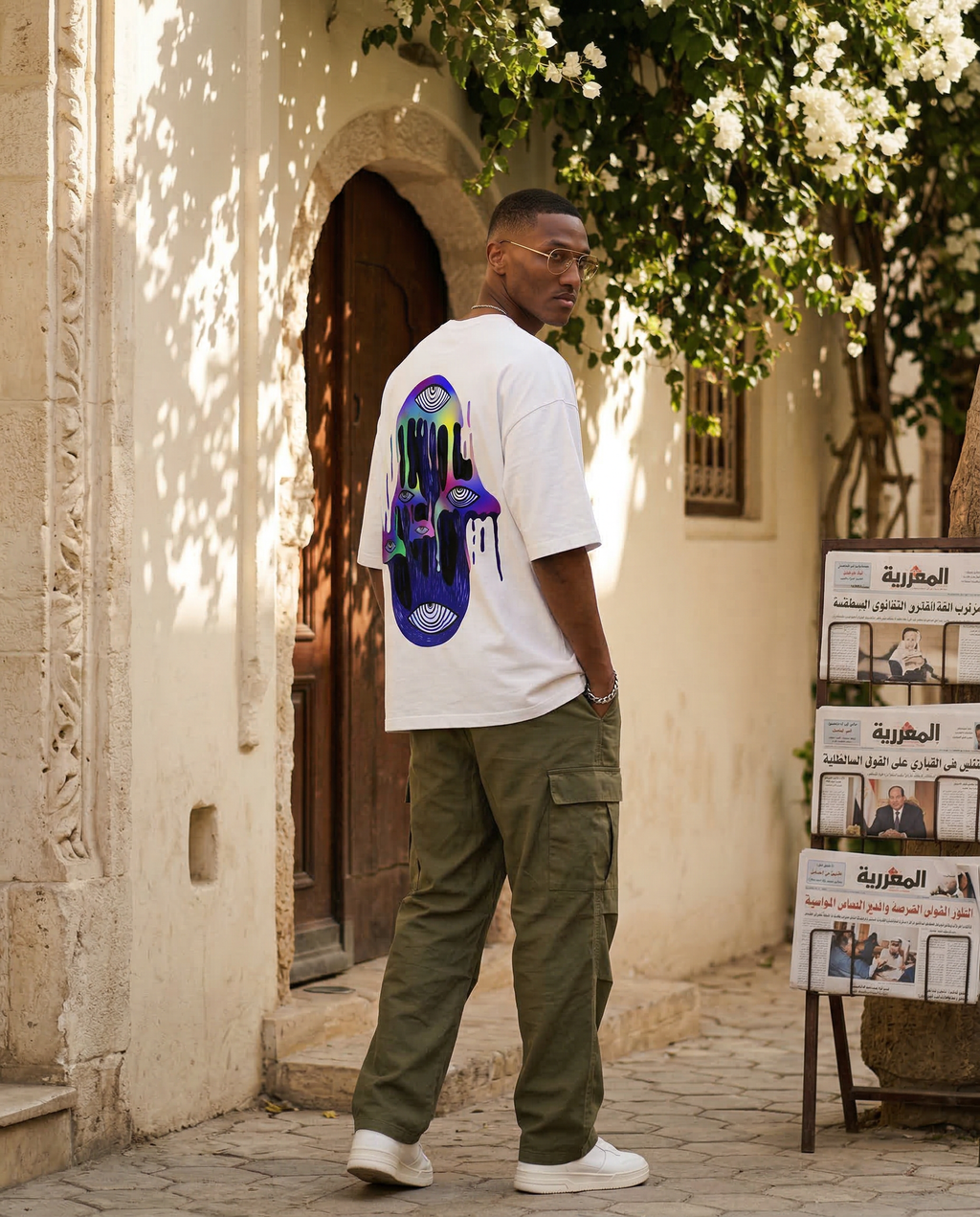 Shrooms Black/White Oversize Unisex T-shirt.
