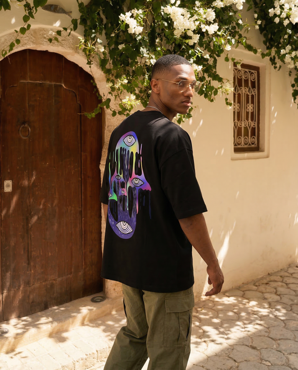 Shrooms Black/White Oversize Unisex T-shirt.