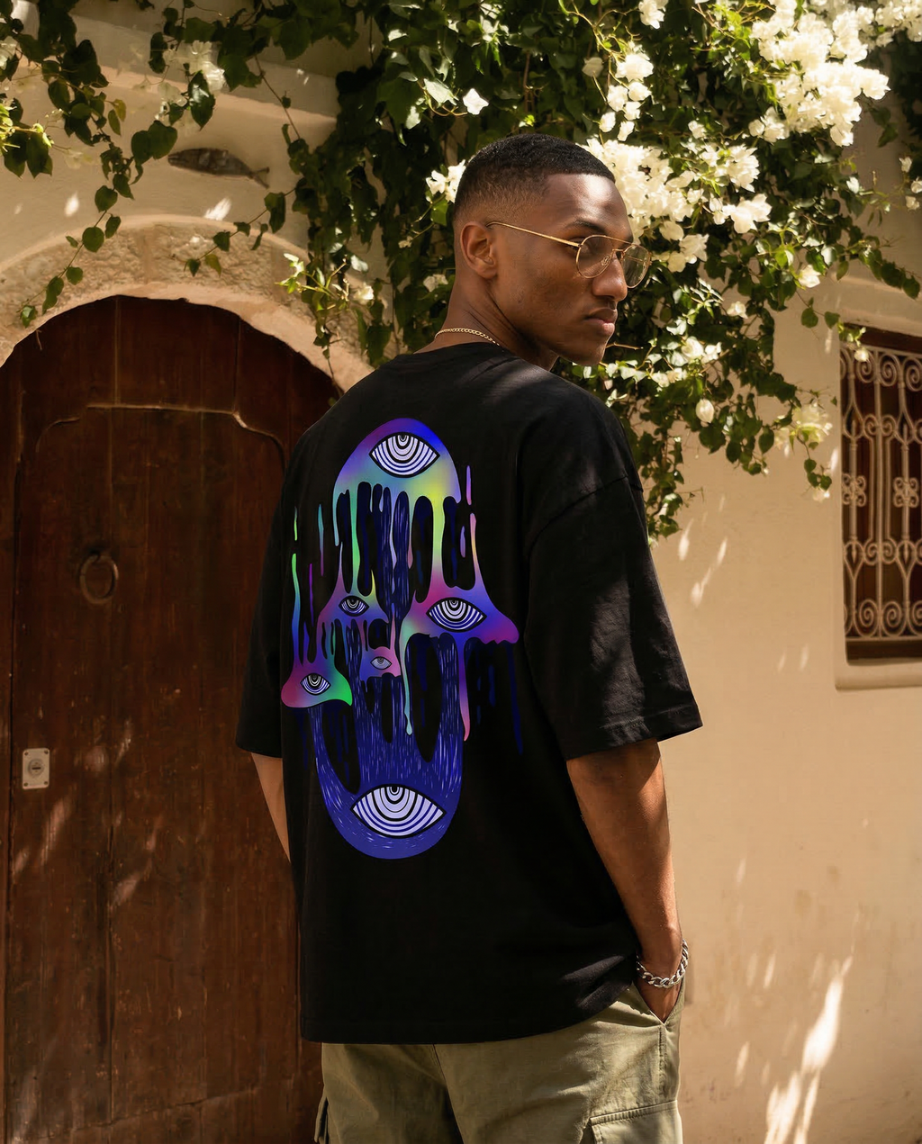 Shrooms Black/White Oversize Unisex T-shirt.