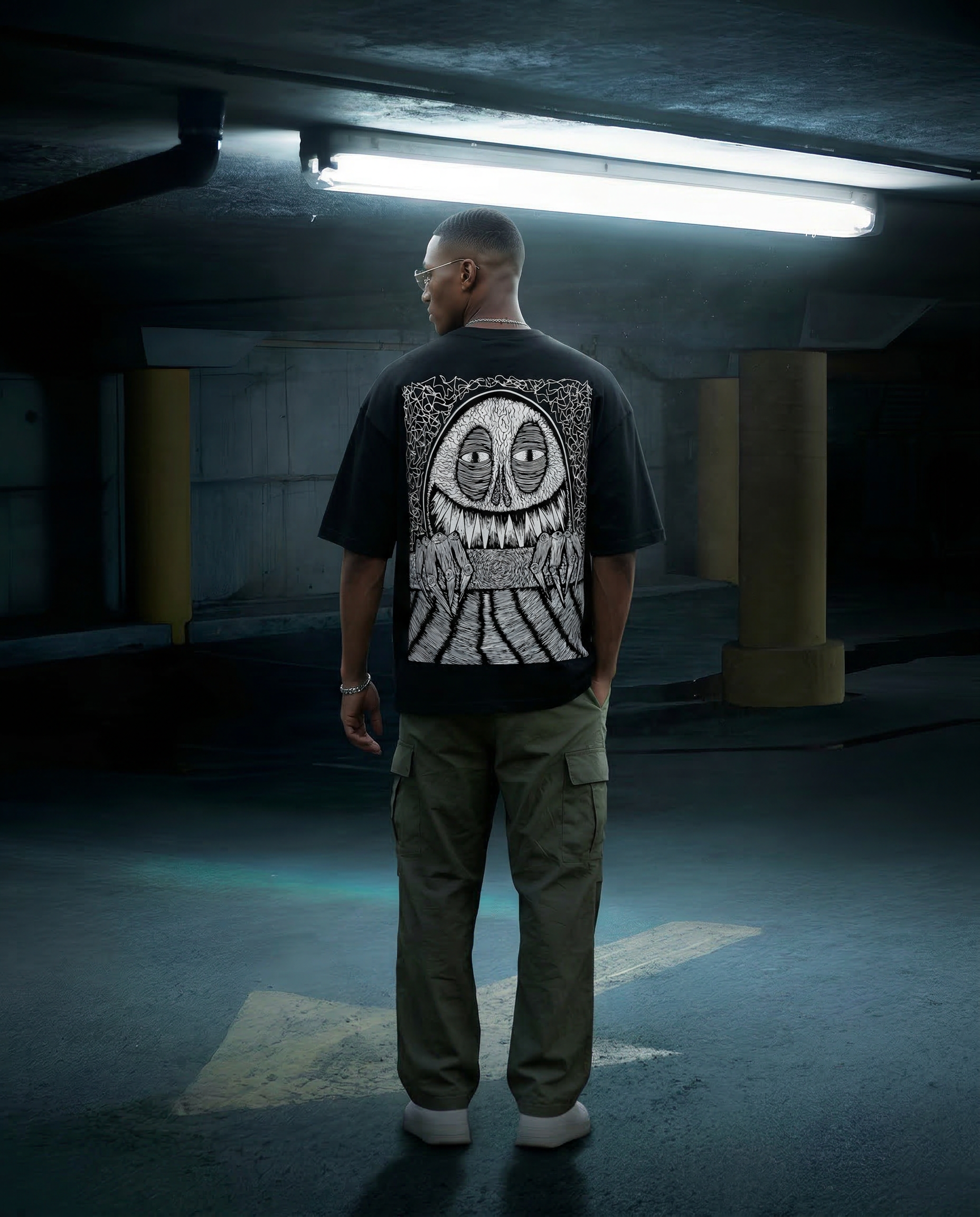 Monster Black/White Oversize Unisex T-shirt