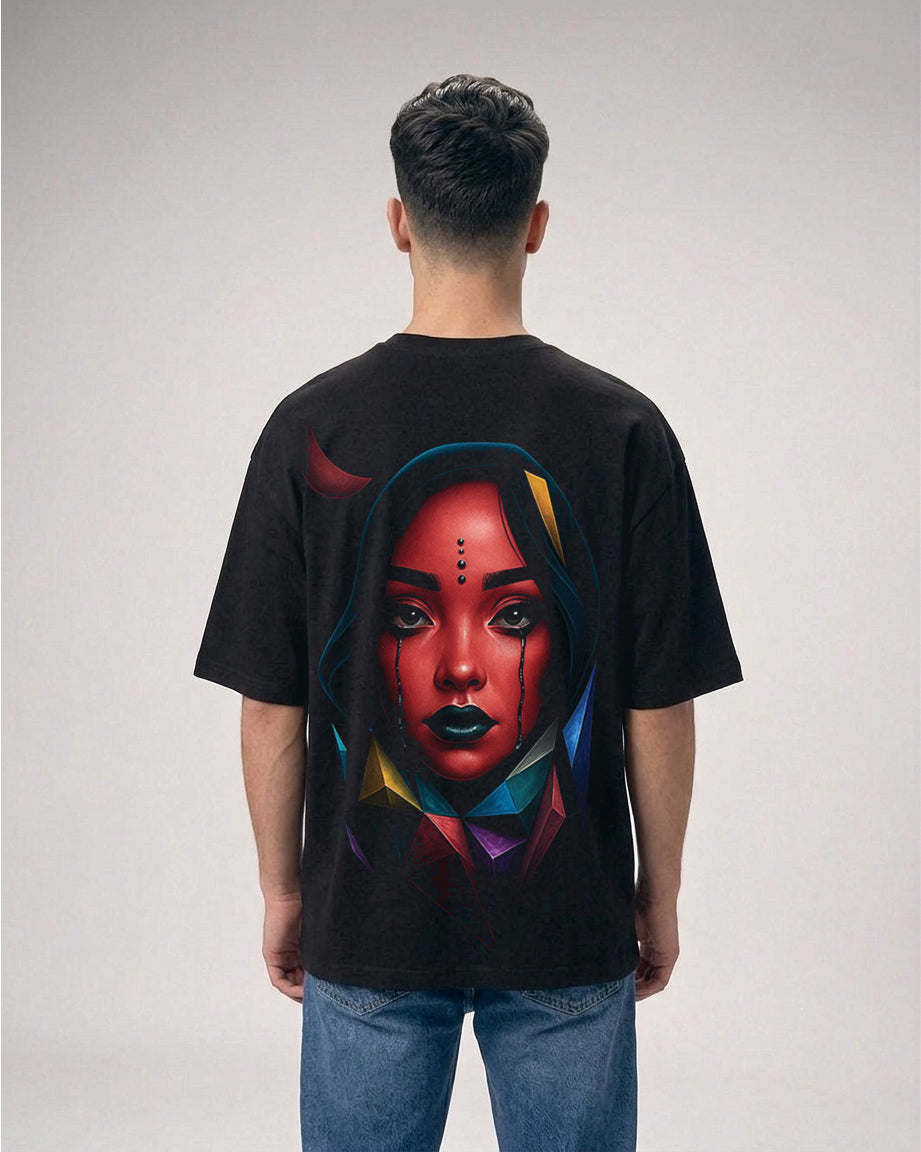 Eurynome Black Oversize Unisex T-shirt.