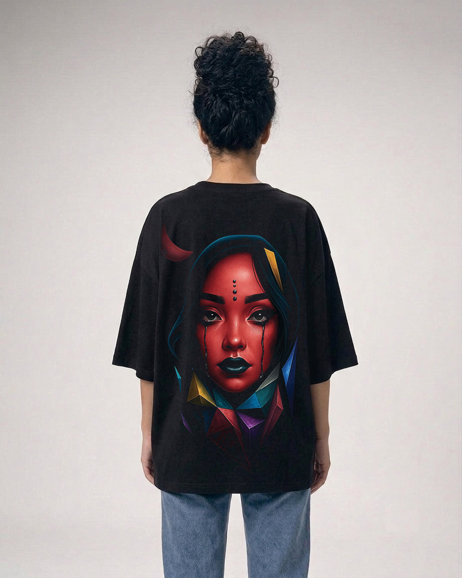 Eurynome Black Oversize Unisex T-shirt.