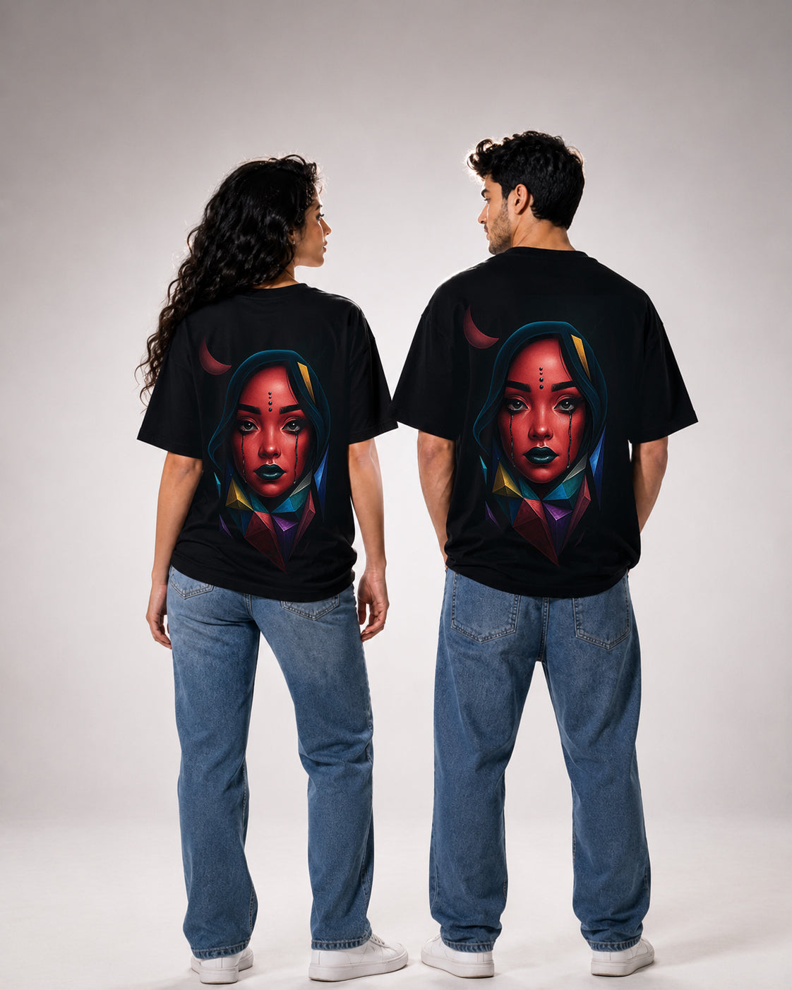 Eurynome Black Oversize Unisex T-shirt.