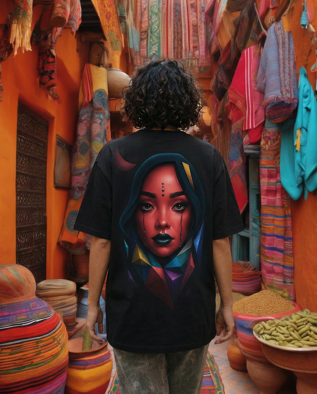 Eurynome Black Oversize Unisex T-shirt.