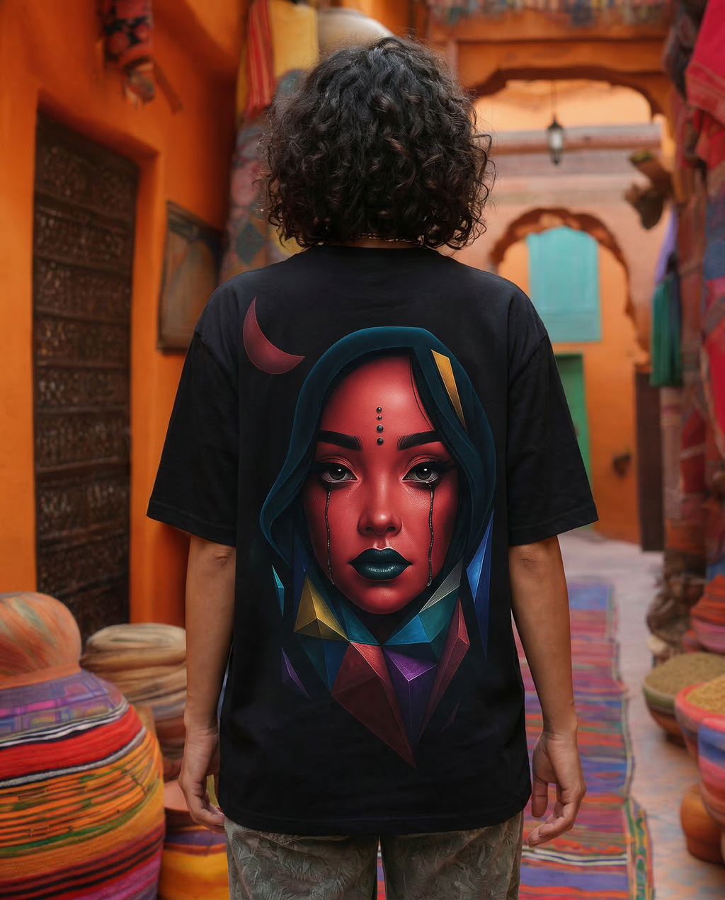 Eurynome Black Oversize Unisex T-shirt.