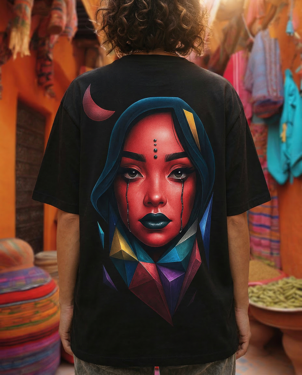 Eurynome Black Oversize Unisex T-shirt.