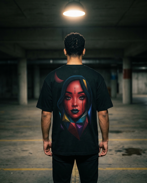 Eurynome Black Oversize Unisex T-shirt.