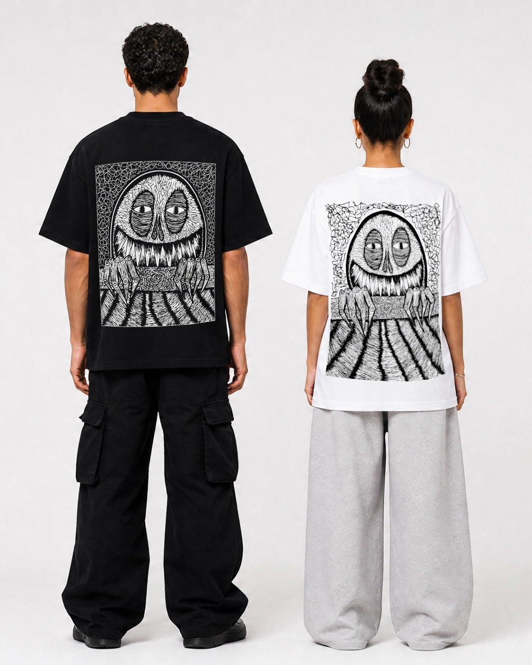 Monster Black/White Oversize Unisex T-shirt